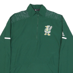 ADIDAS Mens Green Polyester Blend Jacket S Zip Plain Sports Casual Training